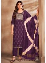 Rayon Purple Festival Wear Embroidery Work Readymade Kurti Set